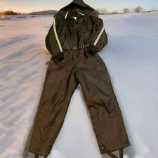 Midwest Outerwear Original Sno-Mobile 1-piece Large Ski Snow Suit Hood Black Vtg