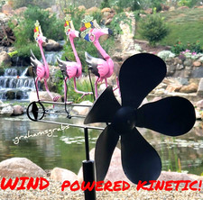 DANCING PINK FLAMINGO WHIRLIGIG WIND SPINNER METAL YARD STAKE YARD DECOR NEW
