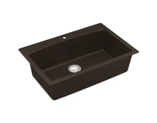 NEW Karran USA QT-712-BR #C107 Quartz QT 33" Drop In Single Basin Quartz Composi