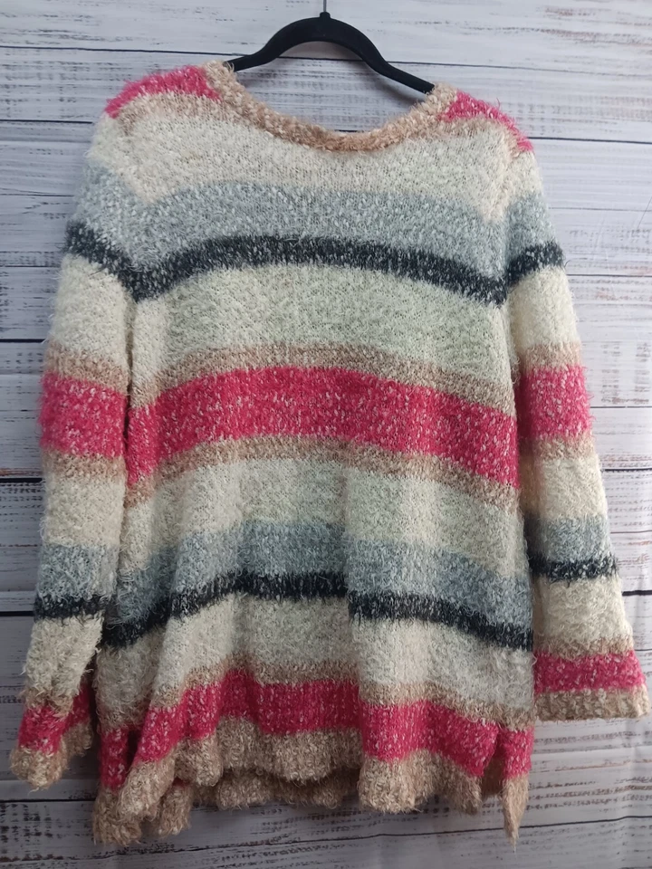 Suéter de punto abierto Lane Bryant para mujer 18/20 multicolor grunge cuello en V Foto 2 de 4