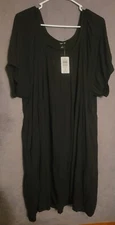 NWT Torrid Black Mini Rayon Slub Puff Sleeve Smocked Dress Size 3 (22-24)