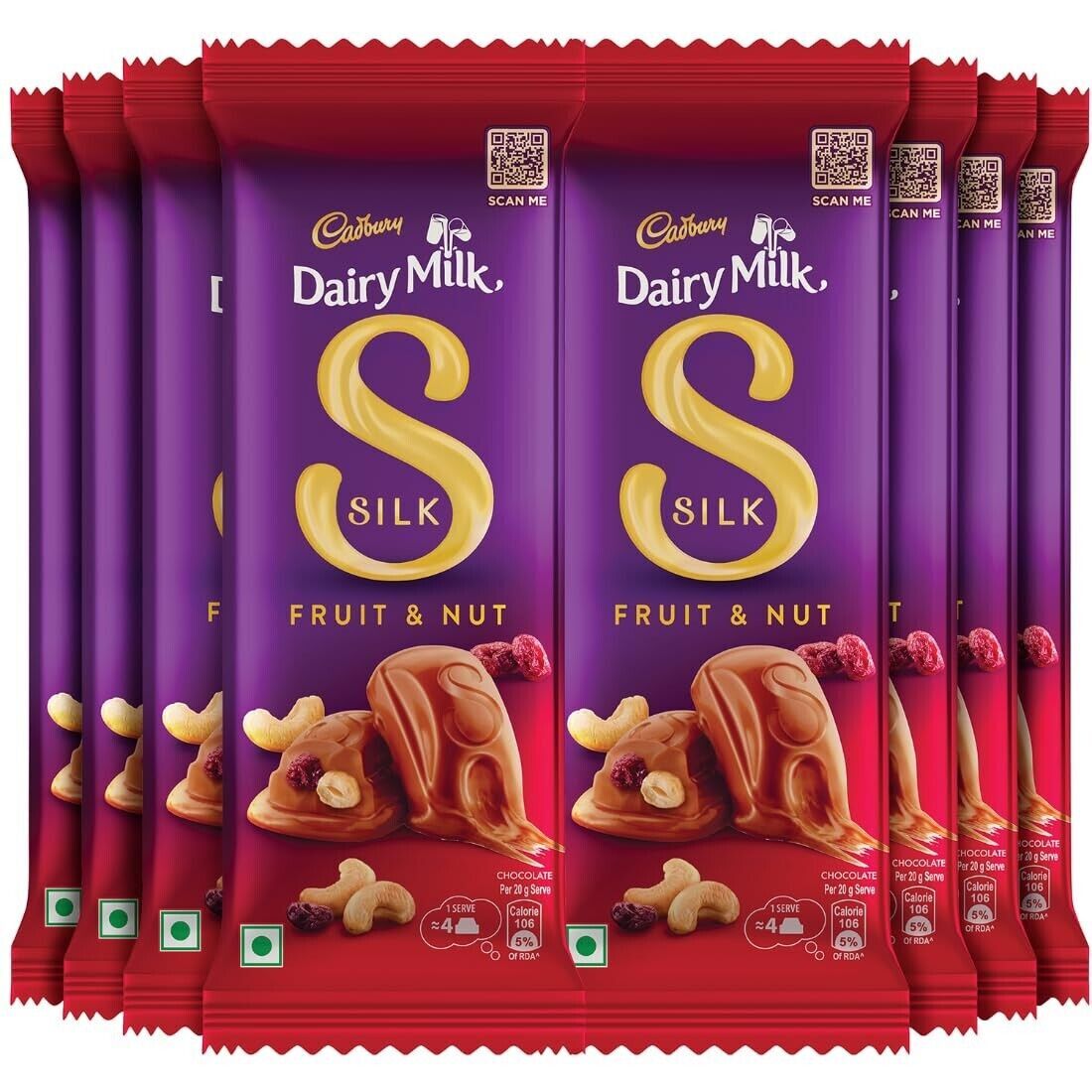 (Pack of 8) Cadbury Dairy Milk Silk Fruit & Nut Chocolate Bar 55gm (8 x