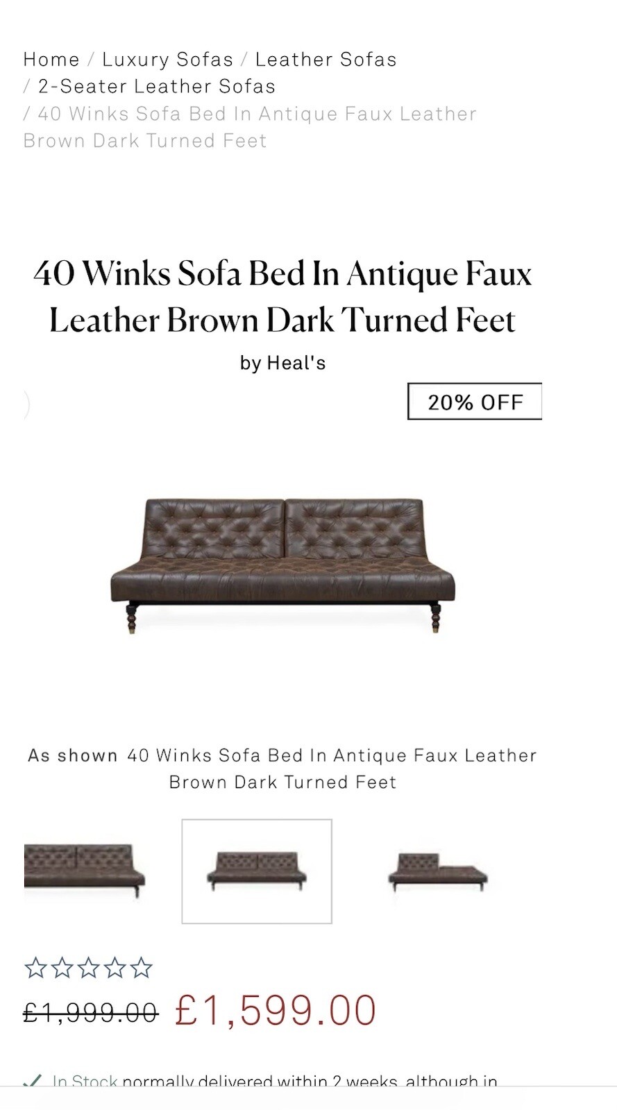 Unique Chesterfield Style ‘40 Winks Sofa Bed’ By Heals eBay
