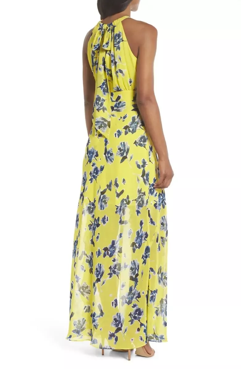 Eliza J EJ8 8019 Ruffle Halter Ruffle Maxi Dress SZ 2 178