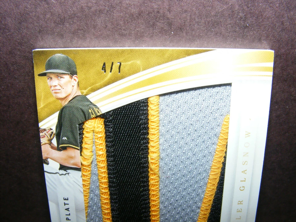 2016 PANINI IMMACULATE TYLER GLASNOW JUMBO NAMEPLATE PATCH #'d 4/7 TBAY RAYS - Image 2 of 3