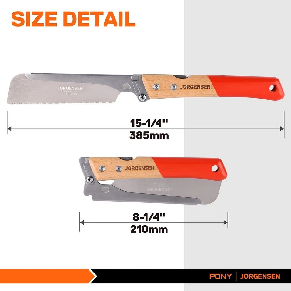 JORGENSEN 6" Sierra de tracción japonesa Sierra de cola de milano plegable SK5 Hoja de acero Cambio rápido Foto 2 de 4