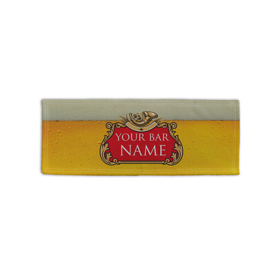 Personalised Yellow Beer Label Design Microfibre Bar Towel Man Cave Pub