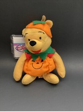 Disney Store Winnie the Pooh Pumpkin Pooh 8" Bean Bag Halloween Plush Stuffed
