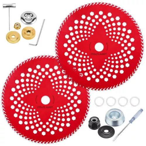 10"x80 Teeth Carbide Tipped Blade Kit for Brush Cutter Weed Eater Trimmer 2 Pack - Picture 2 of 10