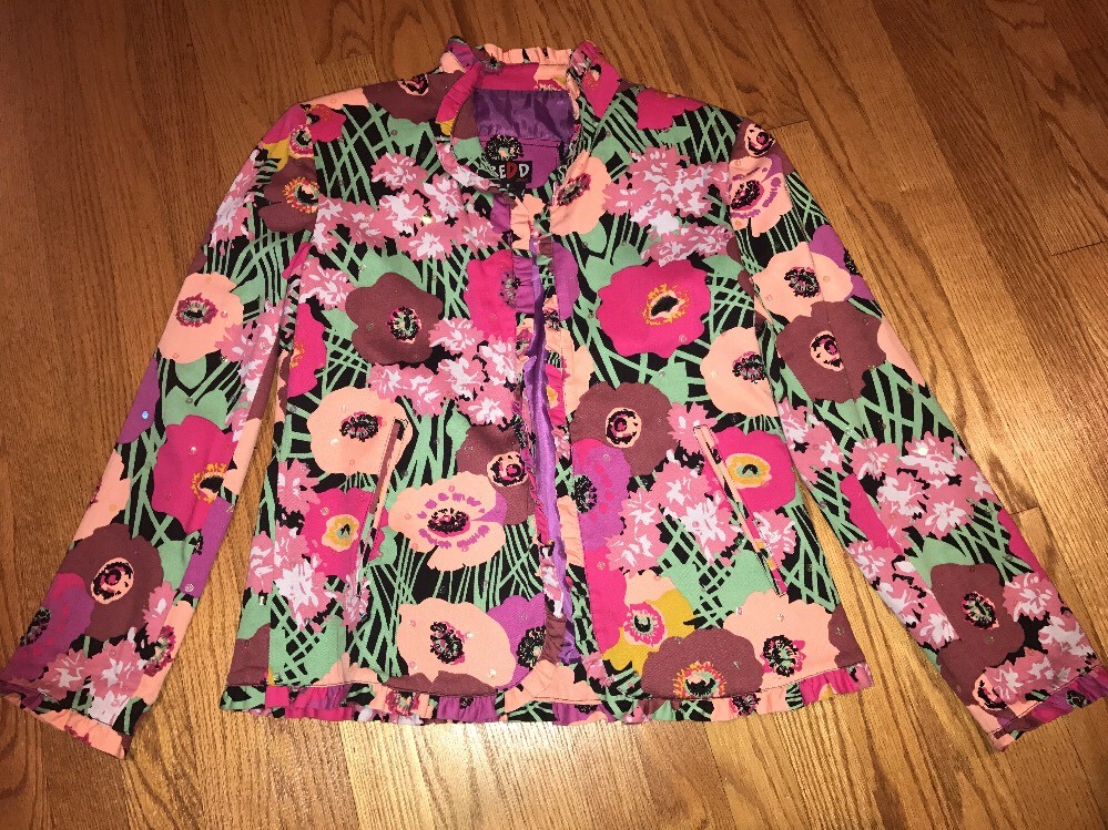 Manteau Blazer Femme REDD JEANS - Rose Fuchsia Paillettes Fleurs - Taille 2 - Neuf Sans étiquettes