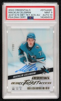 2024 Credentials 71/99 Macklin Celebrini #DTAA-MC PSA 9 MINT Rookie Auto RC 1g0e