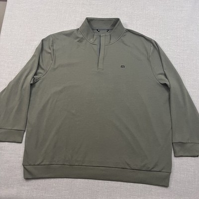 Travis Mathew Sweater Mens 3XL Green 1/4 Zip Pullover Golf Cotton