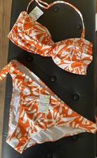 Holiday Shop   White- Orange Pattern Women's Bikini Size 12