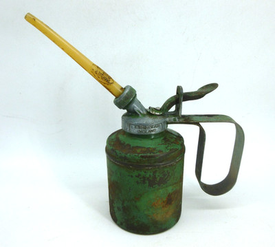 Oldtimer WESCO Metall Ölkanne Pumpe Öler Schmierstoffgeber Garage Werkstatt Automobilia