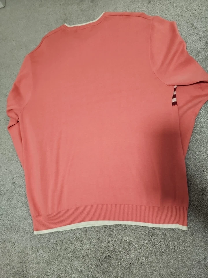 Supreme 20SS Chest Stripe Sweater Big Logo Sweater Coral Size Large Preowned  - Image 4 of 4