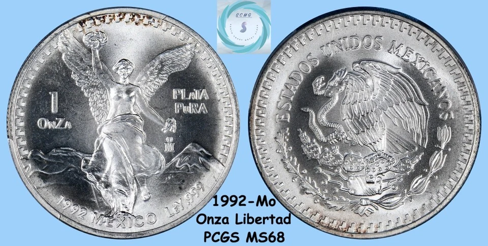 1992-Mo Mexico 1oz BU Silver Libertad PCGS MS68 - TrueView Cert #59035302 - Image 4 of 4