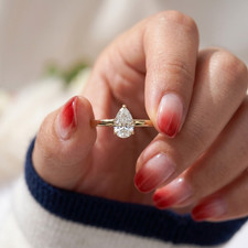 1.50 CT Fancy Pear Cut Lab Created Diamond 925 Silver Solitaire Engagement Ring