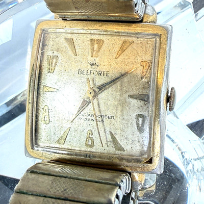 Vintage BELFORTE Men s Rectangle Mechanical 17 Jewels Watch FOR PARTS