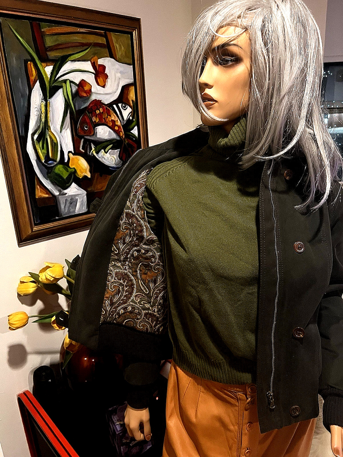 les copains jacket fully insolated and quilted velvety cotton forest green Italy image 7