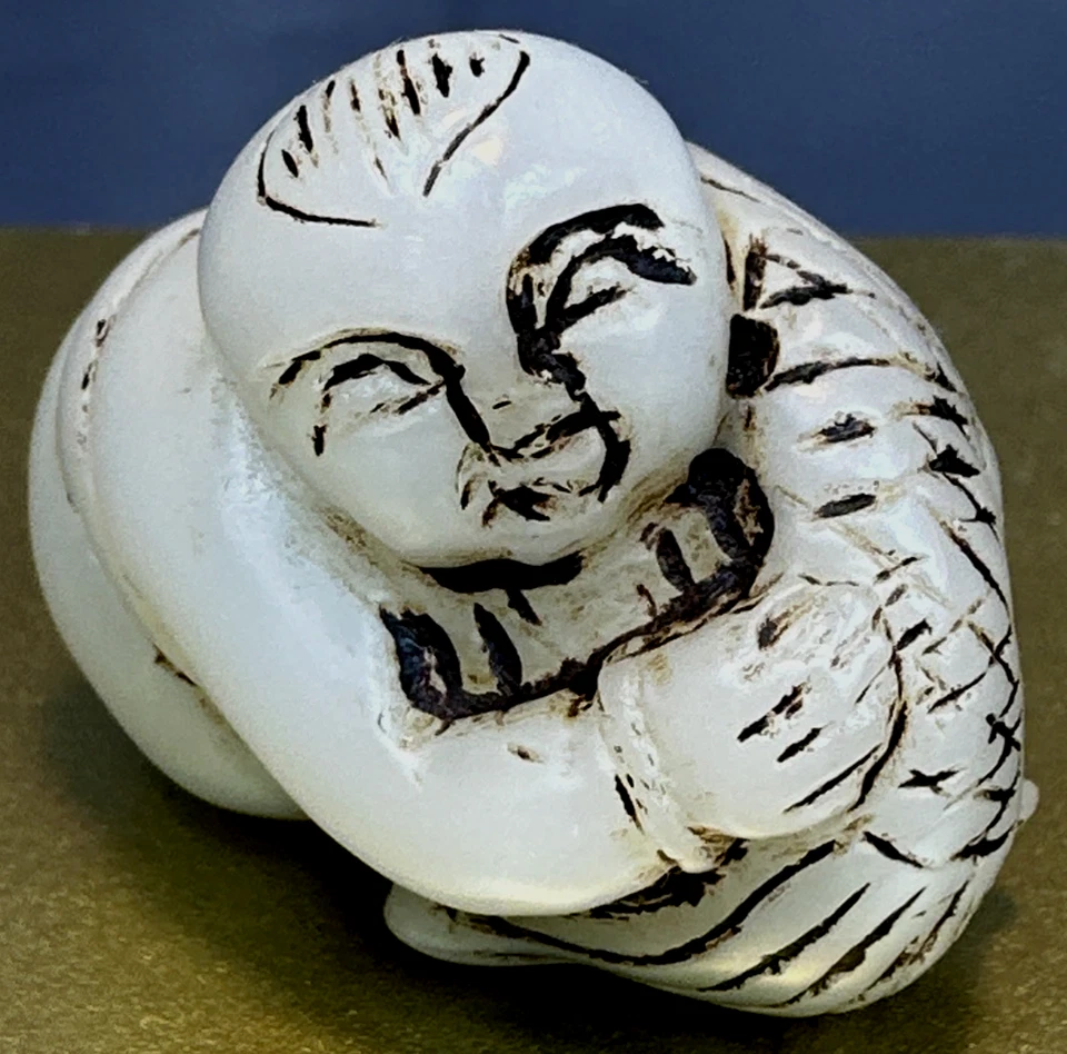 Talismã Jade Shapeshifter Grotesco Espírito Escultura Homem/Peixe *Monstro Chinês - Imagem 4 de 4