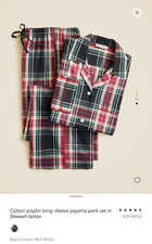 J.Crew NWT Cotton poplin long-sleeve pajama pant set in Stewart tartan XS CP601