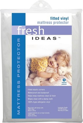 Fresh Ideas Fitted Vinyl Mattress Protector, Waterproof, Hypoallergenic, 14''