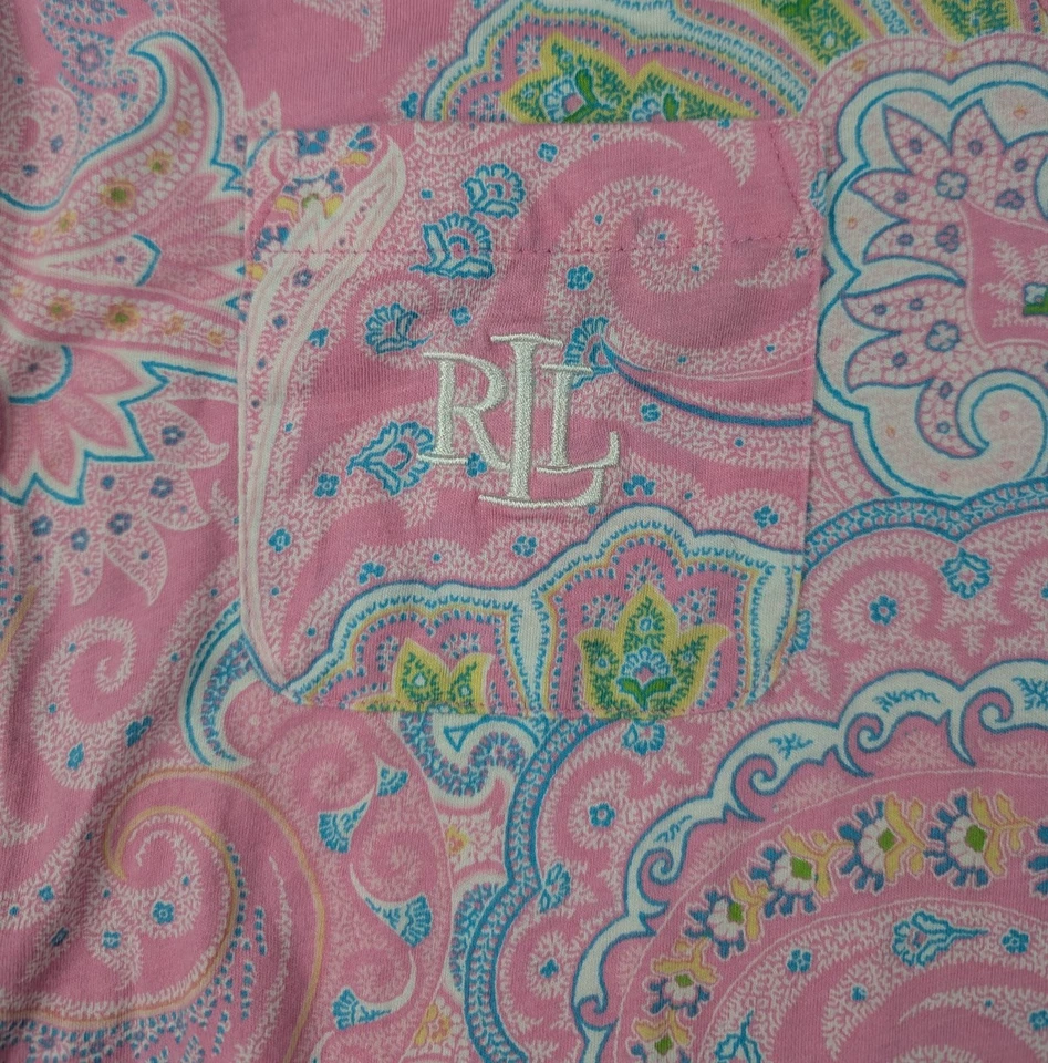 Ralph Lauren Pijama Camisa Vestido Mujer Mediano Rosa Paisley Preppy Algodón Cómodo Foto 4 de 4