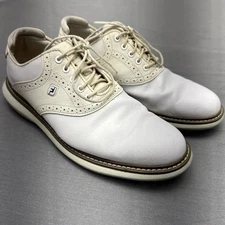 FootJoy Traditions Men 9.5M White Leather Lace Up Golf Shoes