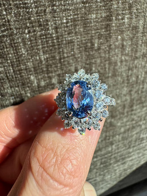 5.24Ct Oval Cut Natural Sapphire Diamond Wedding Ring 14K White Gold Size 6 7 8
