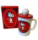 Vintage 1969 Peanuts Snoopy Milk Glass Liquid Soap Mug w Box Avon Vintage Comics