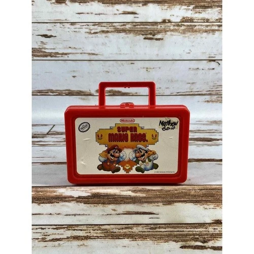 Vintage 1990 Nintendo Super Mario Bros Pencil Box Lunch Case Used