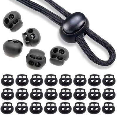 30Pcs Double Hole Plastic End Stopper Clips for Shock Cord and Drawstrin