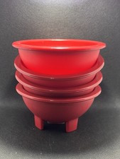 Set 4 AM American Maid 10oz Salsa Bowls Red Footed New Made in USA