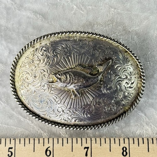 Boucle De Ceinture Silvertone Green Big Mouth Bass Fishing - Occasion