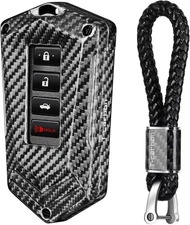 Carbon Fiber Key Fob Cover Protector for Remote Key Case (Silver Black)