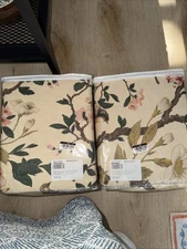 Set Of 2 Pottery Barn Blackout NOLA Print Ivory Curtain 50" x 108”