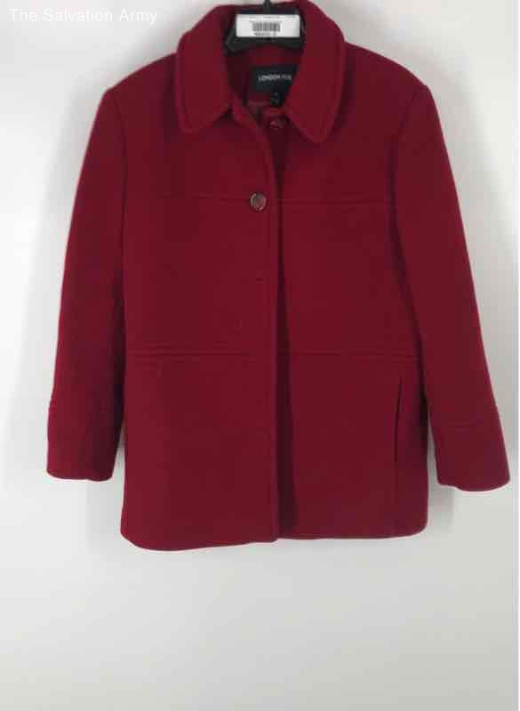 London Fog Women’s Red Collared Long Sleeve Coat with Front Pockets Size 10