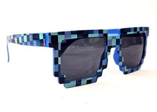 8-Bit Blue Digital Camo Sunglasses Adult/Youth Unisex Vintage Gamer Style