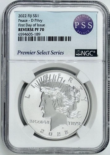 2022 $1 Fiji 1 Oz Silver Peace Dollar D Privy NGC Reverse PF 70 FDOI PSS