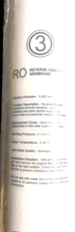 NEW RO Reverse Osmosis Replacement Membrane Stage 3 Removes Bacteria Virus etc - Image 2 of 3