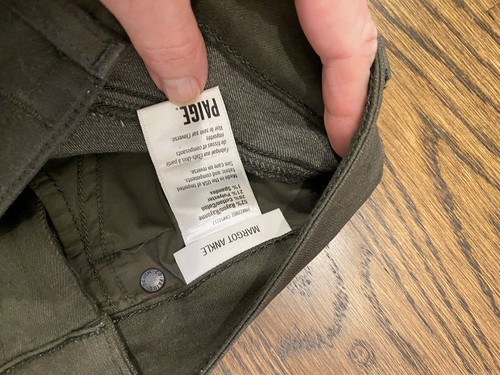 Jeans PAIGE "MARGOT ANKLE" ultra skinny rivestiti in cera verde oliva taglia 24 - Foto 6 di 6