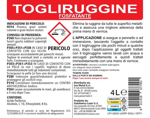 Acido Fosfatante Rimuove togli la Ruggine Ferro Pulitore Decapante Convertitore - Foto 6 di 41