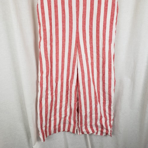J.Crew Linen Candy Striper Striped Wide Leg One Piece Romper Jumpsuit Womens 6 - Picture 7 of 10