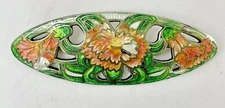 Antique Art Nouveau WATSON Co Sterling Cloisonné Enamel Carnations Floral Brooch