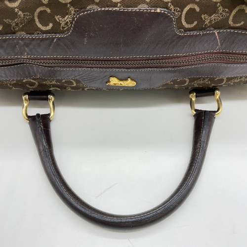 Auth Celine Carriage Pattern GD Leather Canvas Brown Boston Bag i050204 - Picture 9 of 21