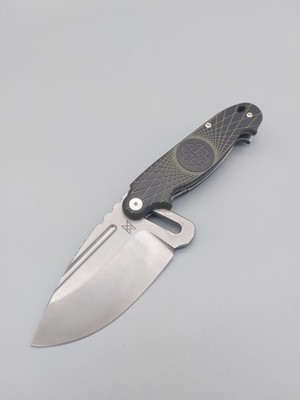 Midgards Messer Sliding Knife Black and Green Stainless N690 Stonewash G10 Griff