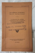 Our American Government 175 Questions 1967 U.S. 89th Congressman Lee Hamilton