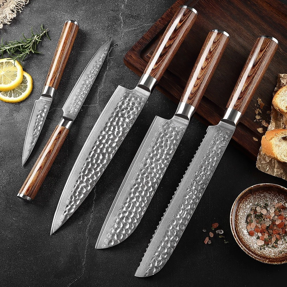 5-Piece Japanese Damascus Steel Kitchen Knife Set - Chef, Santoku, Bread + More
Opens in a new windo