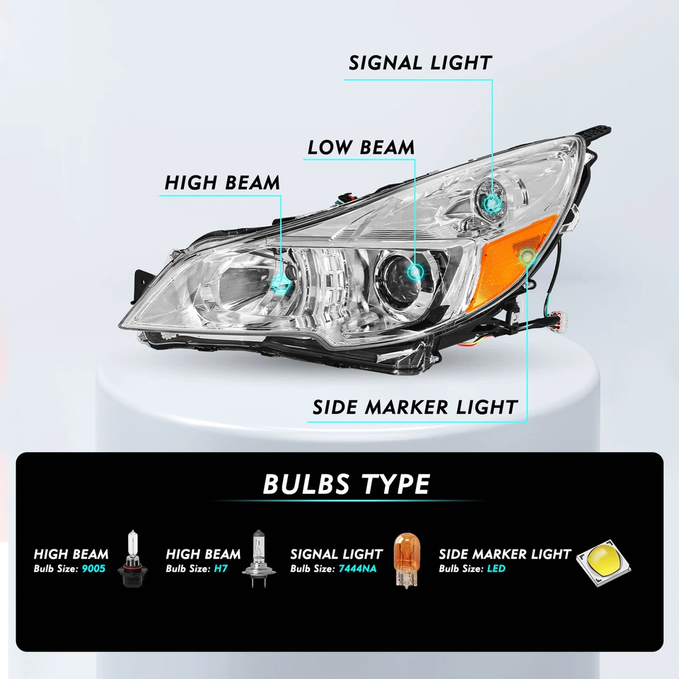 Para 2010-2014 Subaru Outback Legacy projetor faróis conjunto L+R - Imagem 2 de 4