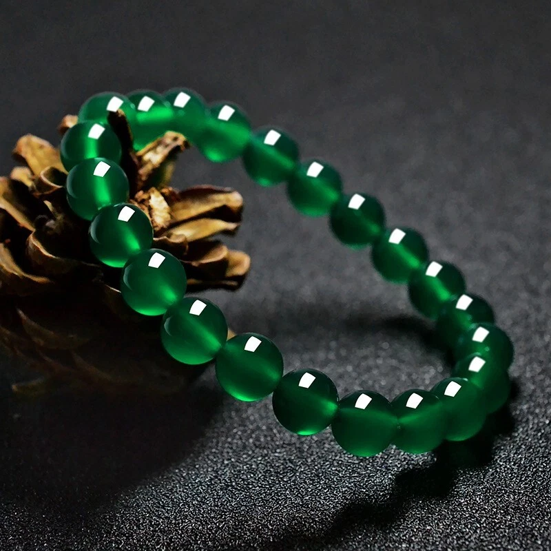 Natural Green Emerald Handmade Beaded Crystal Healing Balance Stretch Bracelet - Image 4 of 4